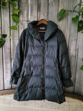 Tristan & Iseut 90% Goose Down Slate Grayish Blue Puffer Jacket Coat - Size M